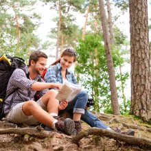 Wanderkleidung und Wanderausrüstung