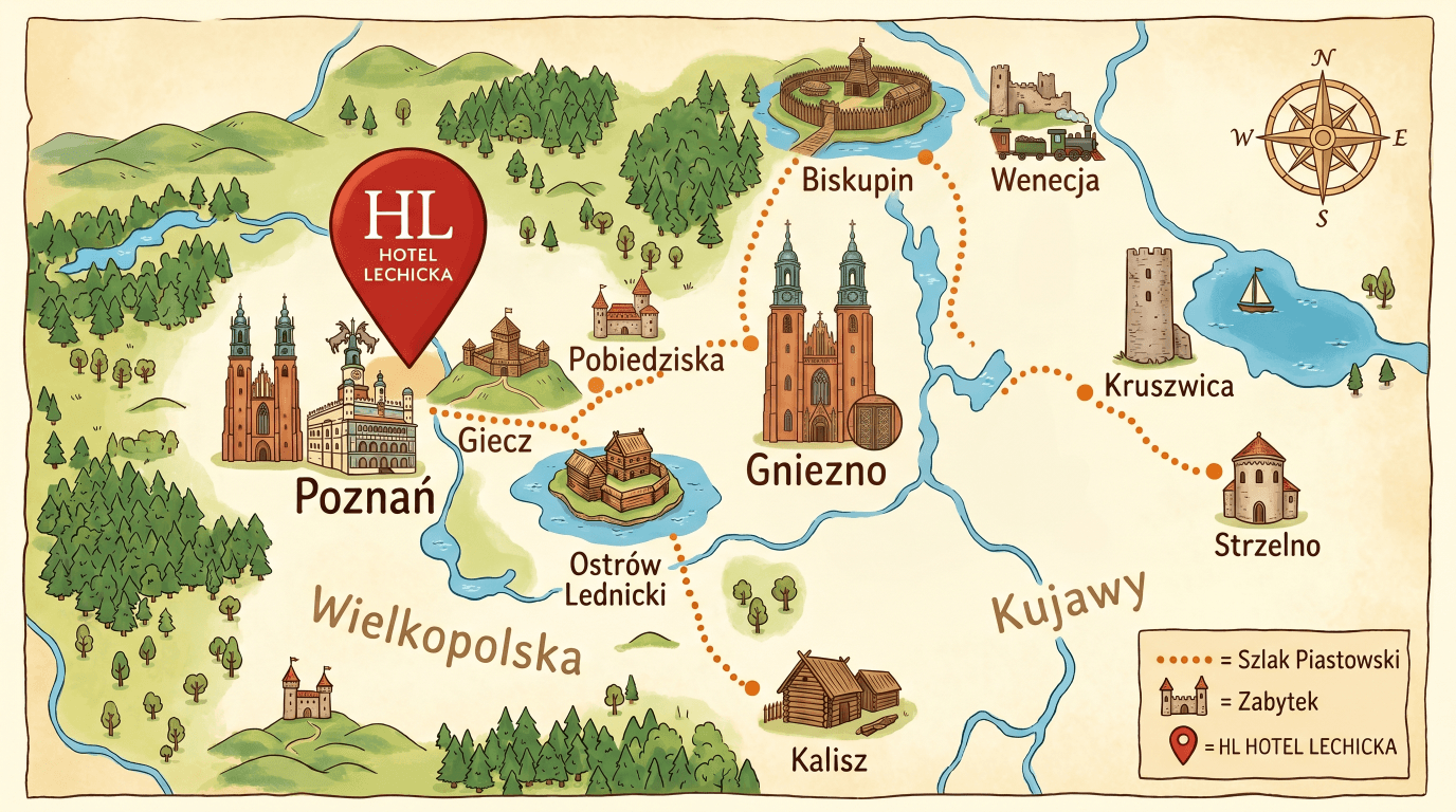 Mapa szlaku Piastowskiego
