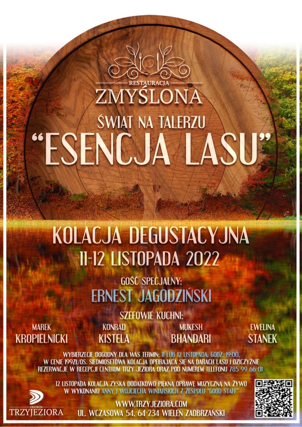 Plakat kolacji degustacyjnej Esencja lasu w restauracji Zmyślona