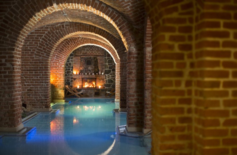 Swimming pool in the gothic dungeon