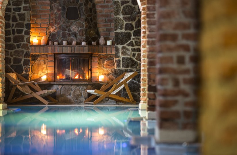 Swimming pool in the gothic dungeon