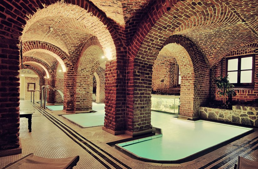 Swimming pool in the gothic dungeon