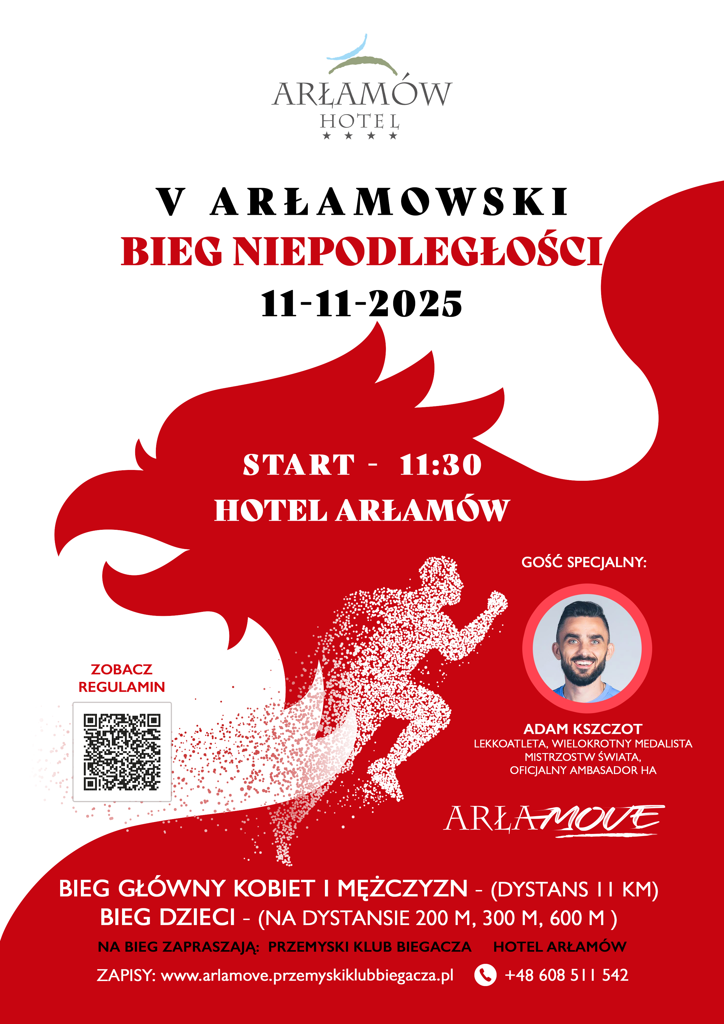 Plakat na V Arłamowski Bieg Niepodległości
