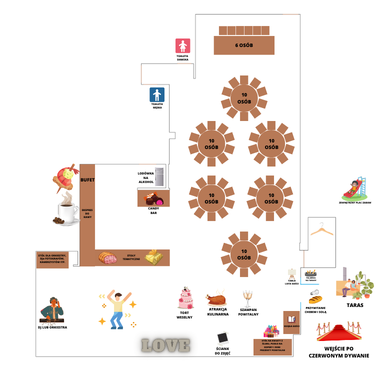 Mapa sali weselnej Glamour House