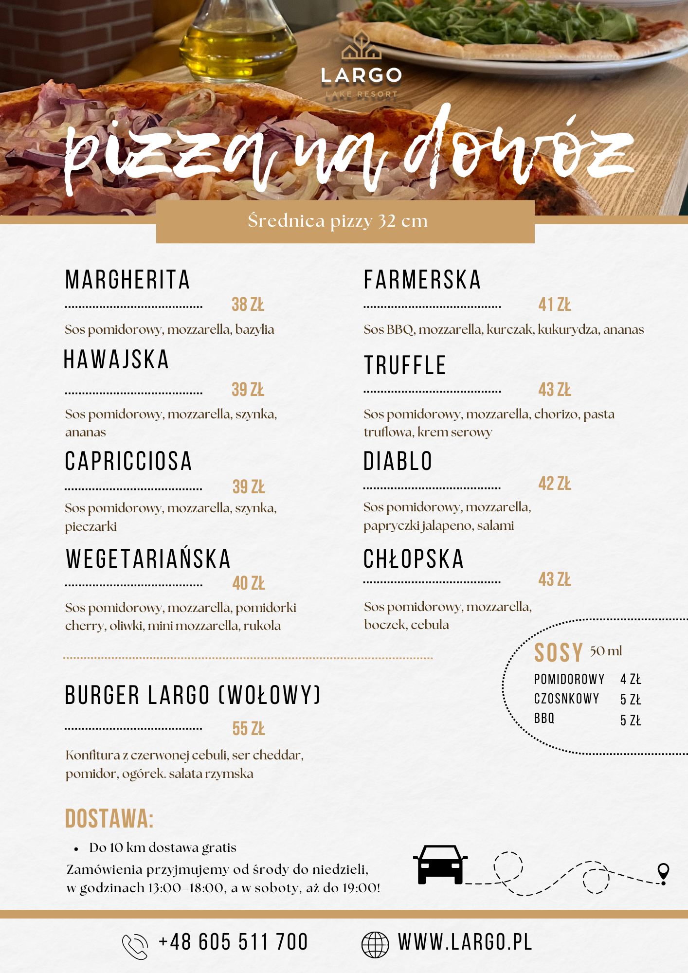 Pizza na dowóz menu